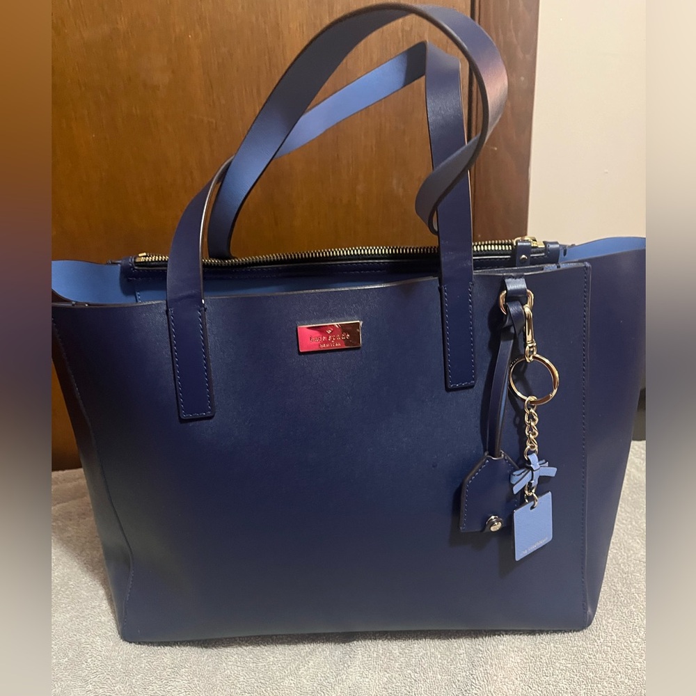 Kate Spade Blue Structured Tote with Sleek Design